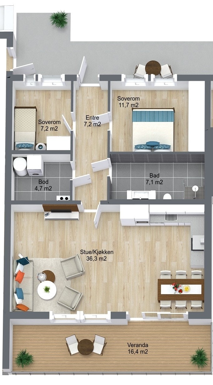 Planillustrasjon bolig Galleribilde