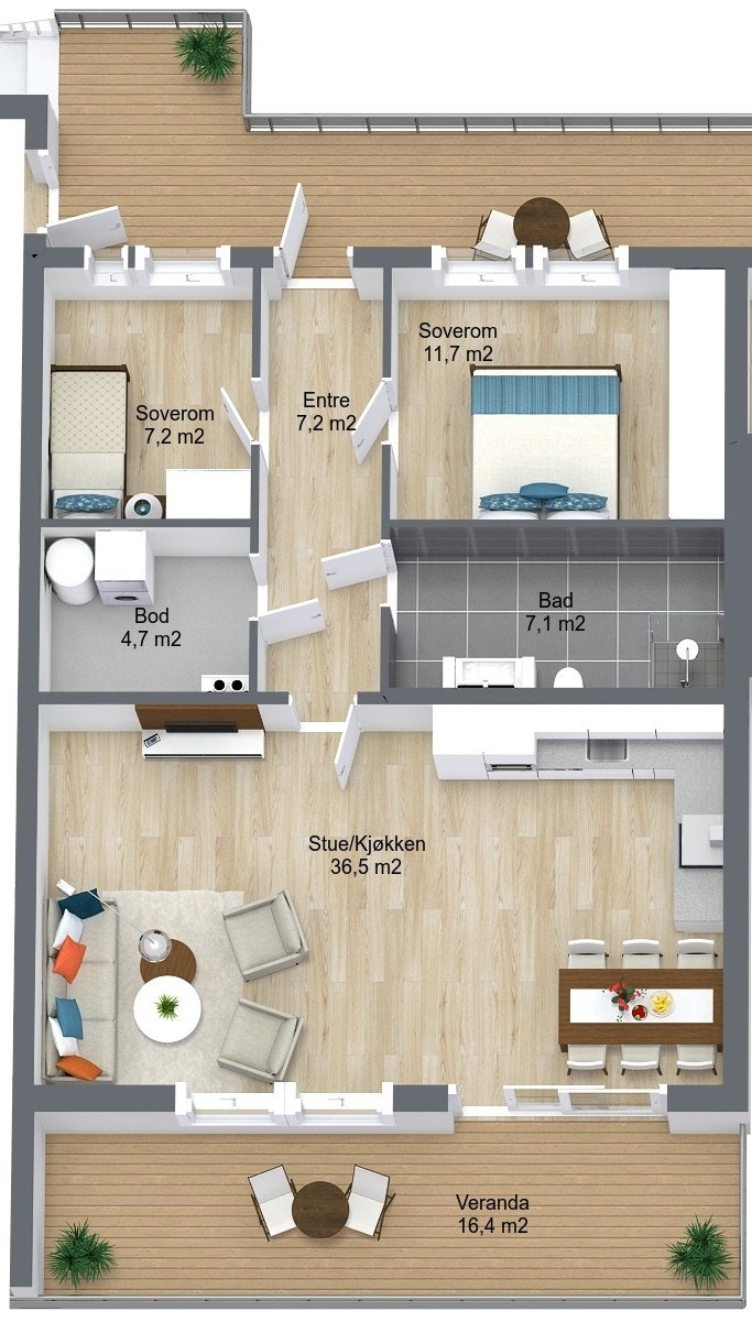 Planillustrasjon bolig Galleribilde