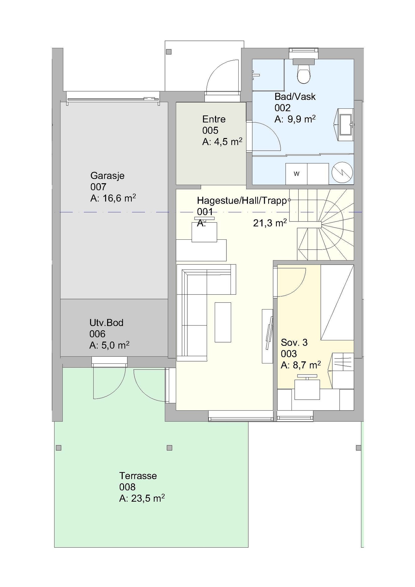 Plantegning 1. etasje Galleribilde