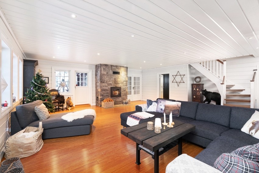 Romslig stue med peisovn Galleribilde