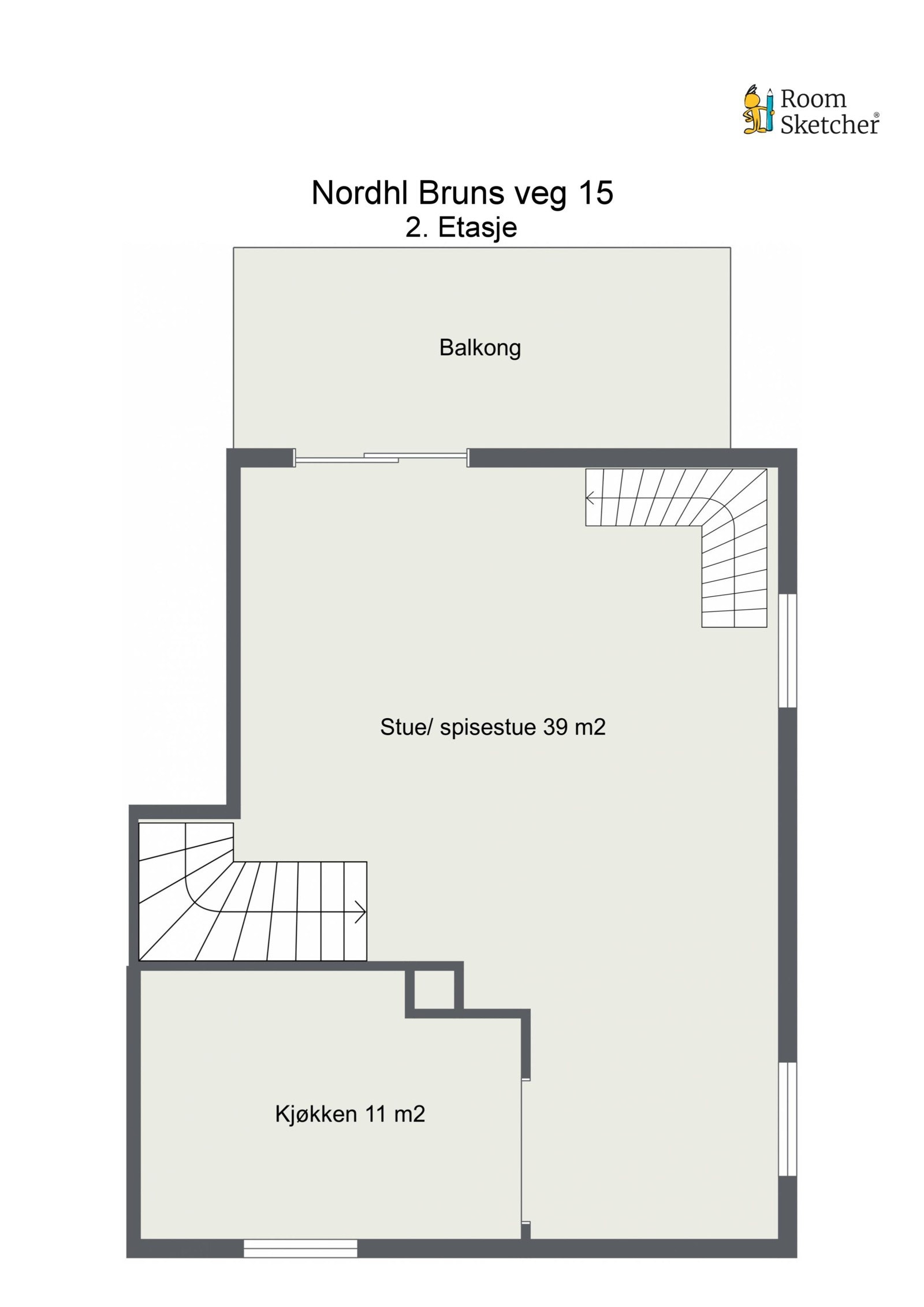 Nordahl Bruns veg 15 - 2. Etasje - 2D Floor Plan Galleribilde