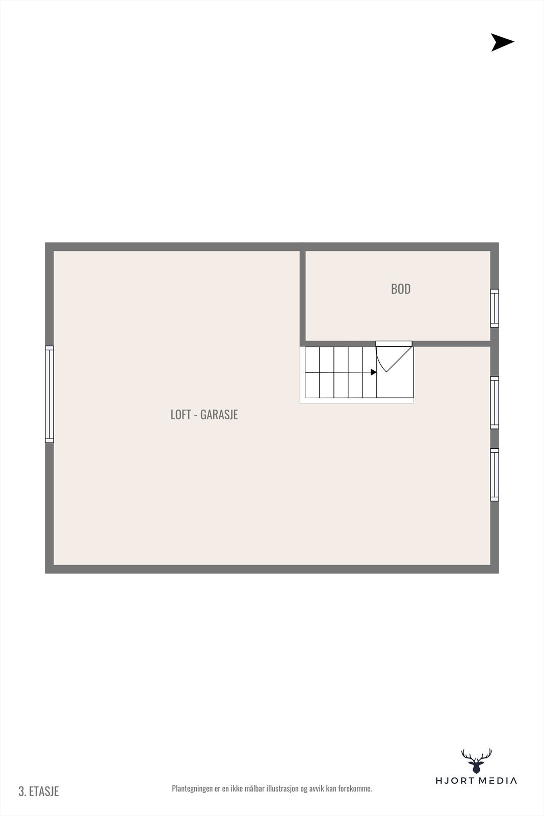 Plantegning loft uthus. Galleribilde