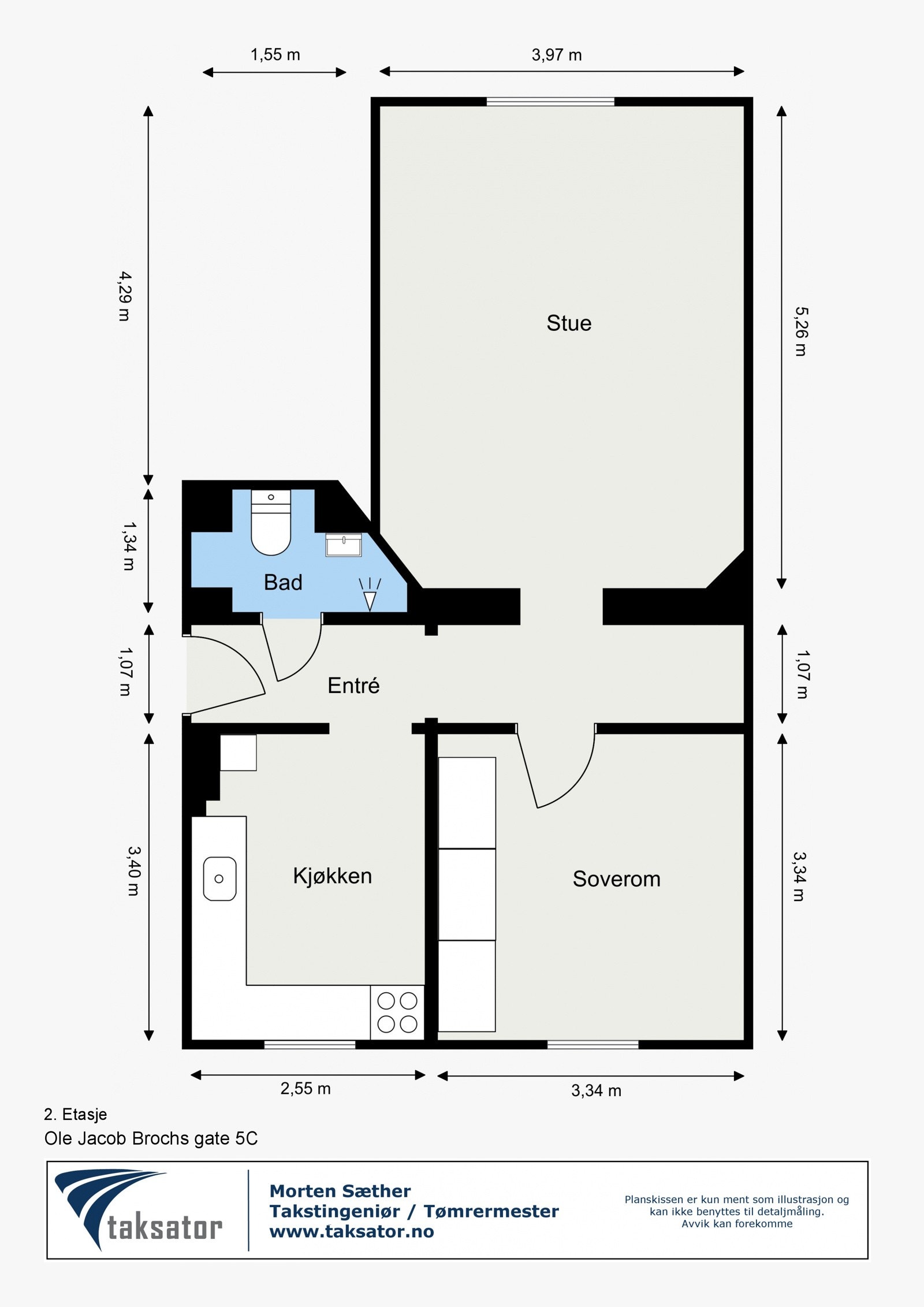 Planskisse - Ole Jacob Brochs gate 5C - 2.etasje Galleribilde