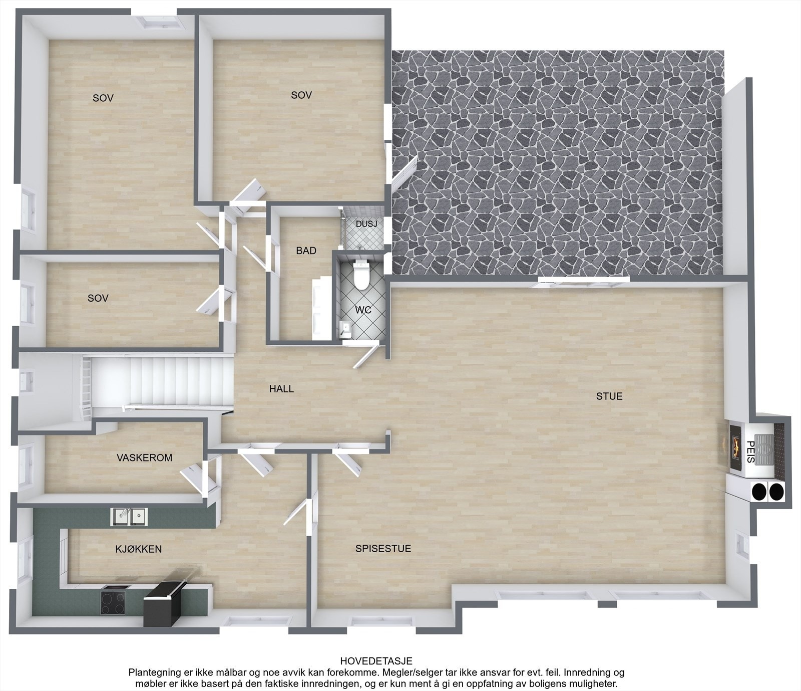 Plantegning 1 etasje. Galleribilde