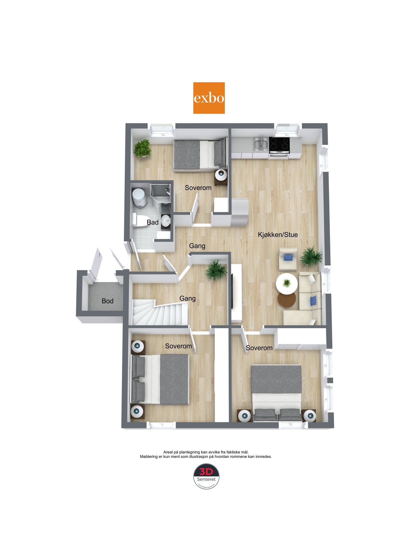 Plantegning kjeller med utleiehybelen. Galleribilde