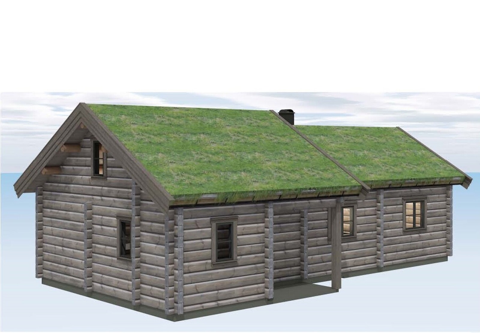 Illustrasjon fasade med inngangsparti og hemsdel Galleribilde