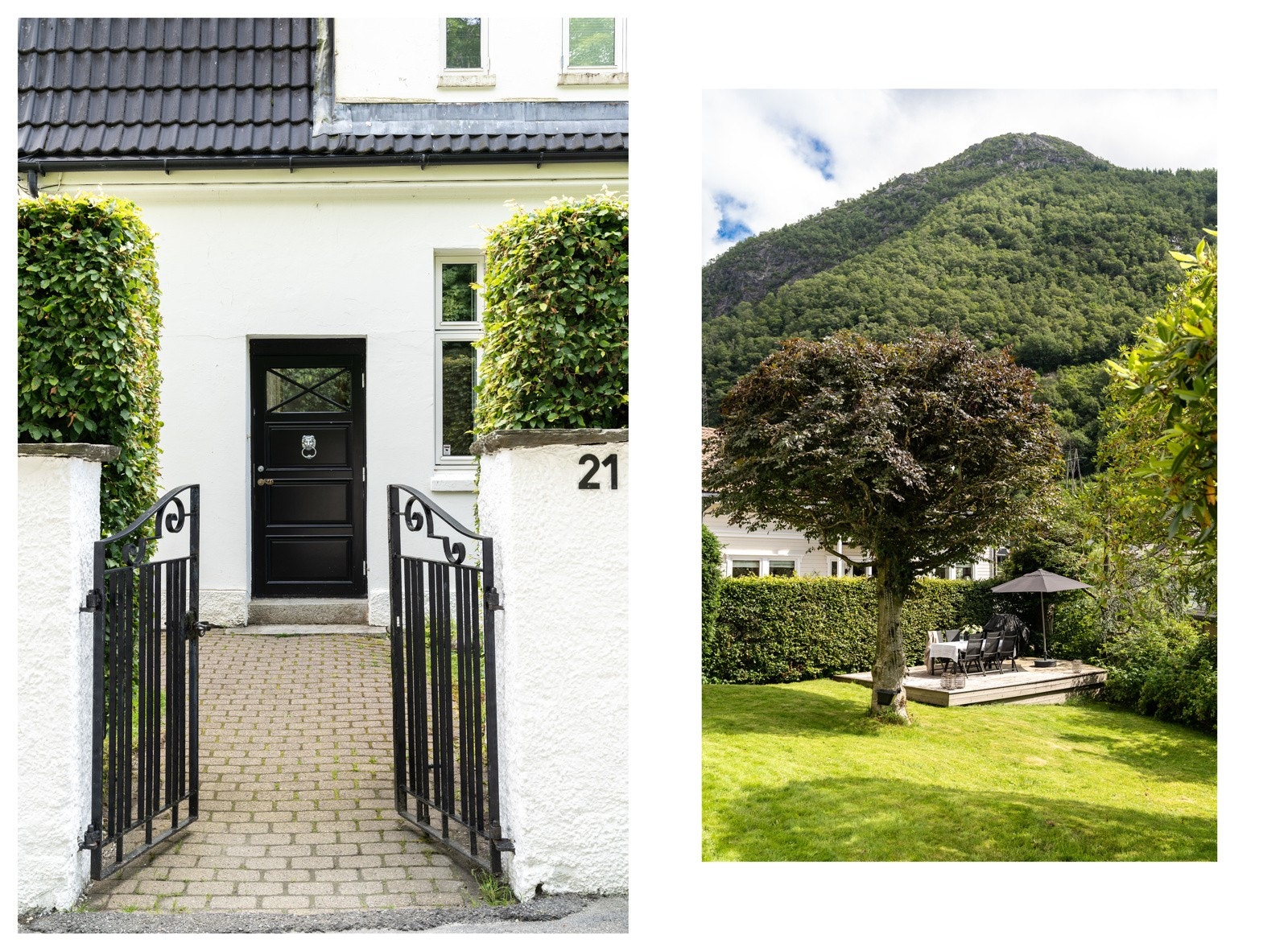 Velkommen inn! Et nydelig inngangsparti som står i stil med resten av uteområdene. Galleribilde