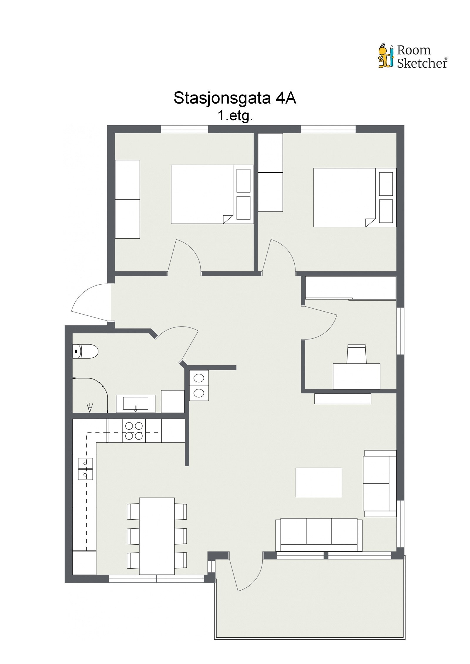 Floorplan letterhead - Stasjonsgata 4A - 1.etg. - 2D Floor Plan Galleribilde