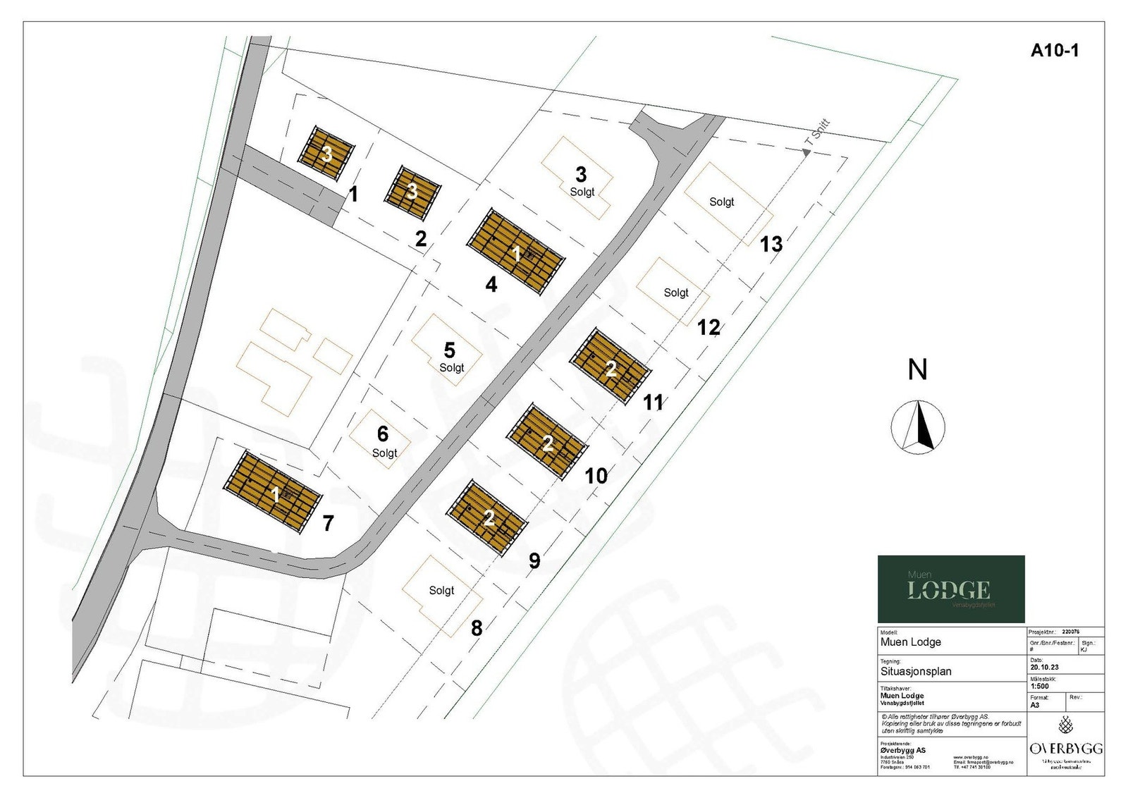 Situasjonskart med solgte /ledige tomter pr 3.nov.2023 Galleribilde
