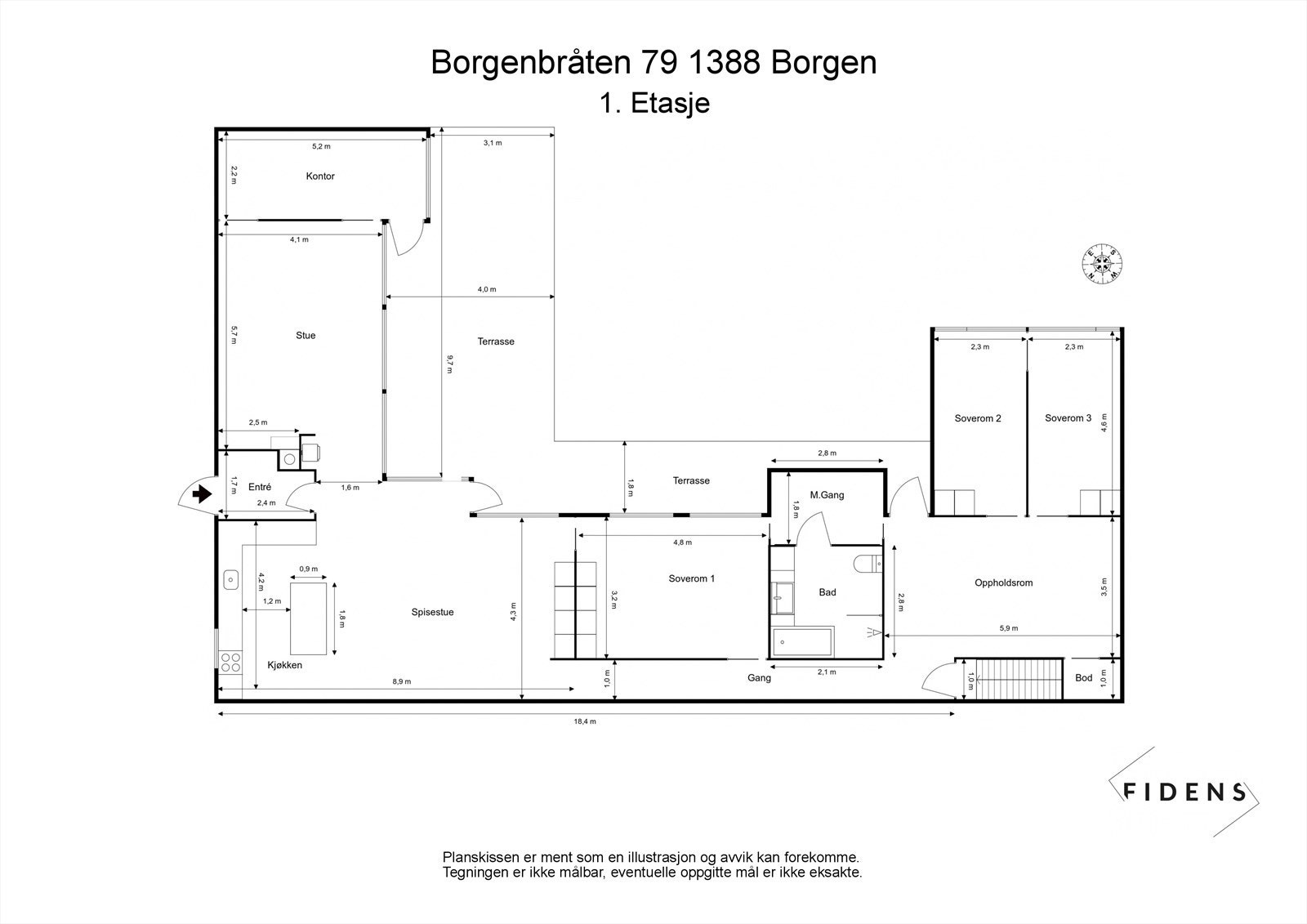 Plantegning 1. etasje Galleribilde