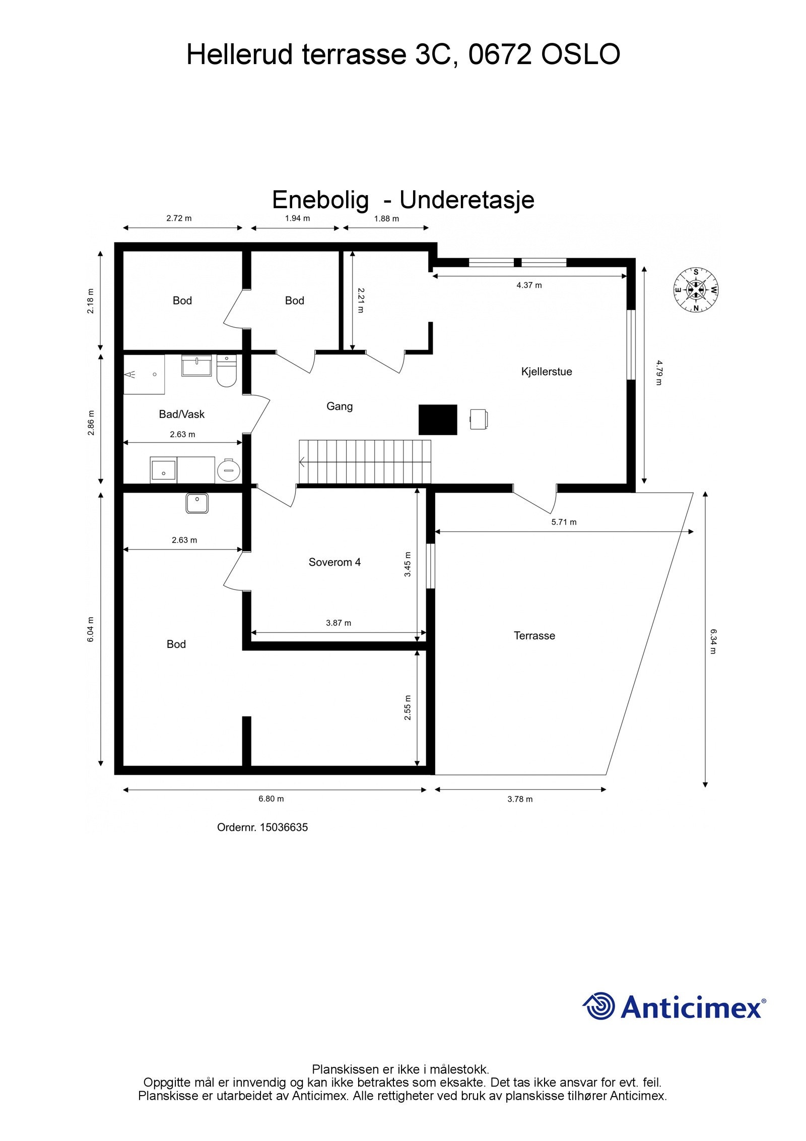 Boligens plantegning U. etajse. Galleribilde