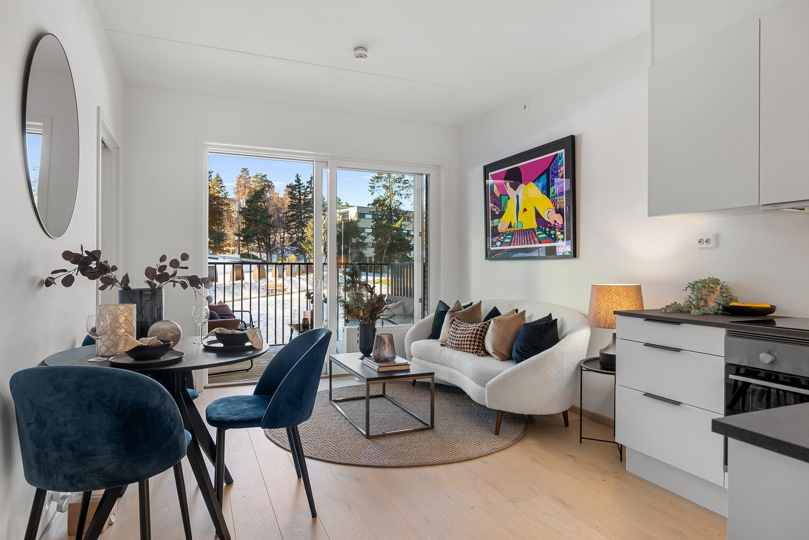 Hvitbørstet mattlakkert 1- stavs eikeparkett Galleribilde