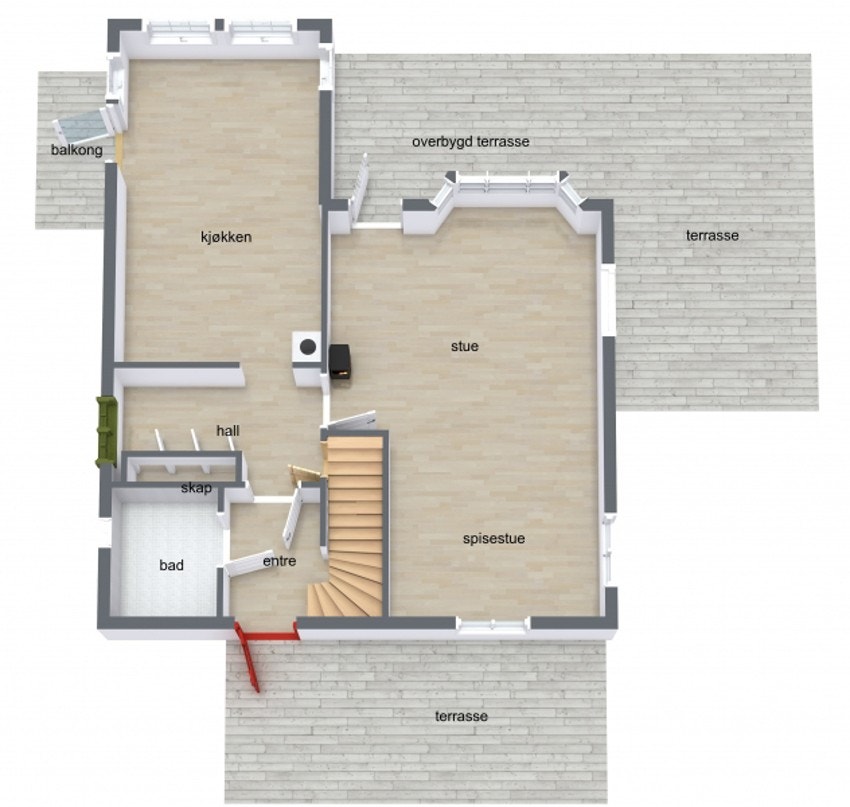 Plantegning 1.etg Galleribilde