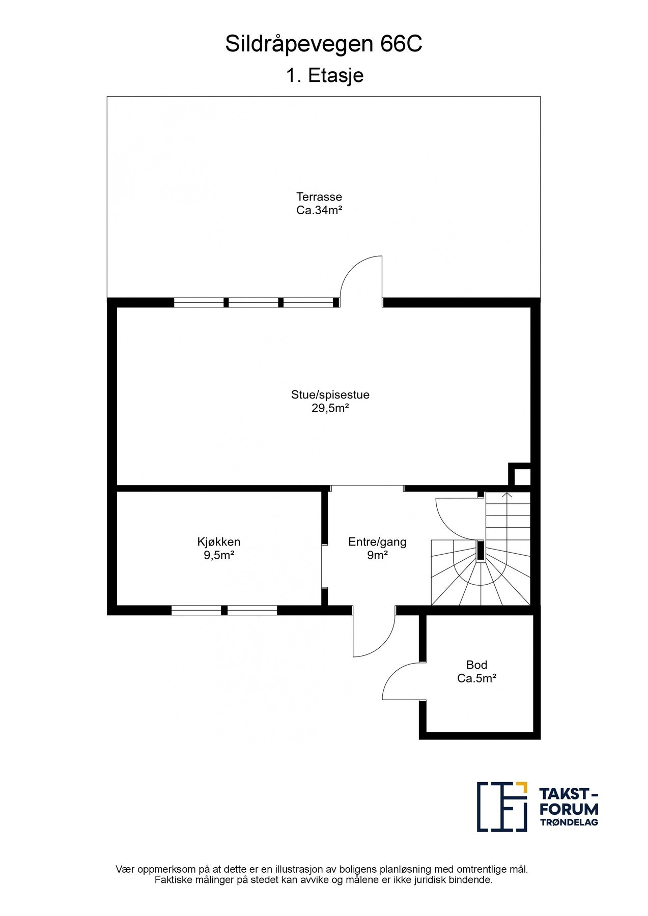 Planskisse 1 etasje med m2 Galleribilde