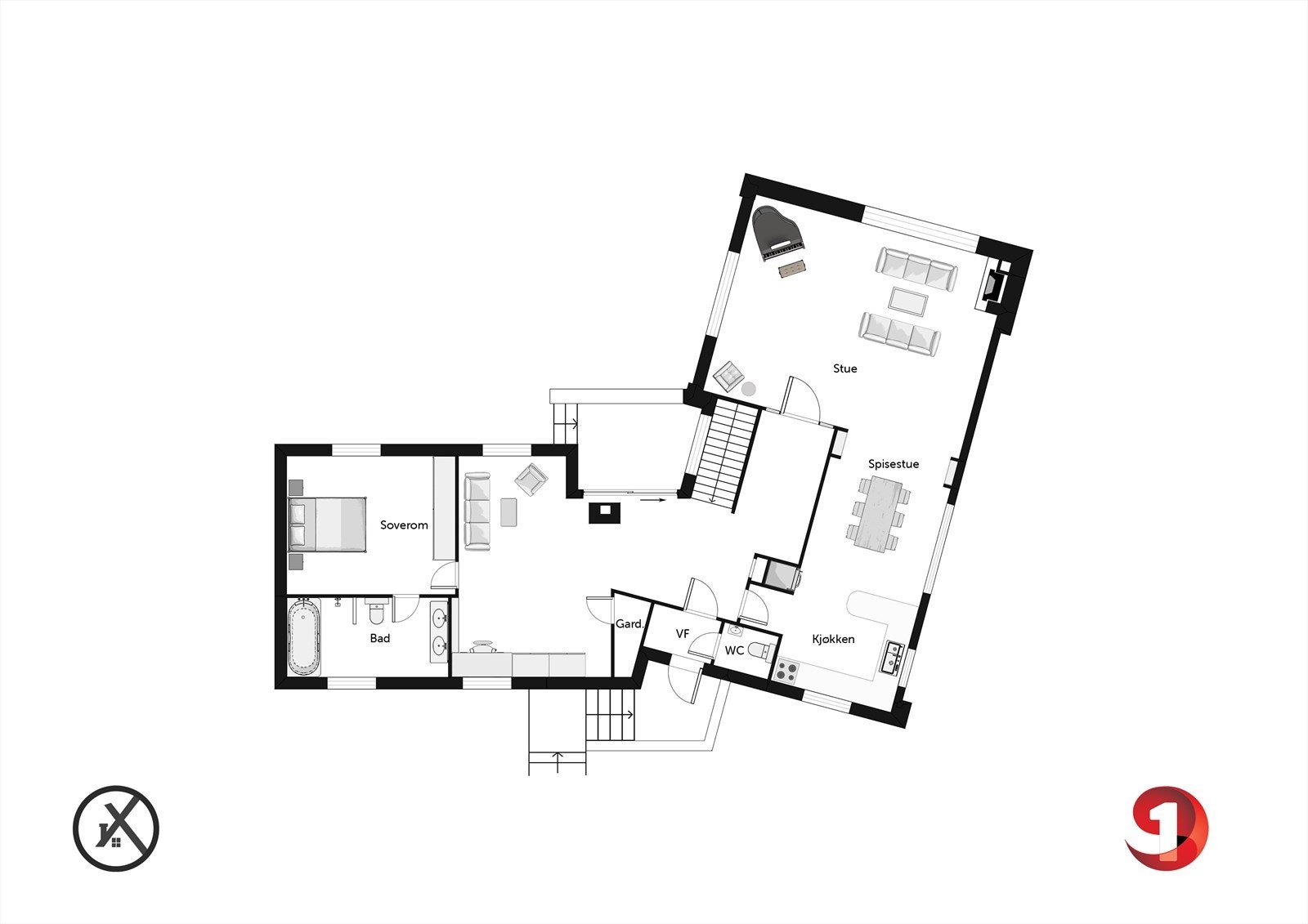Plantegning hovedplan Galleribilde