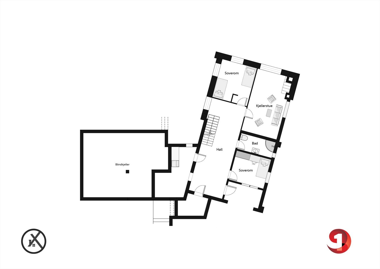 Plantegning u.etg. Galleribilde