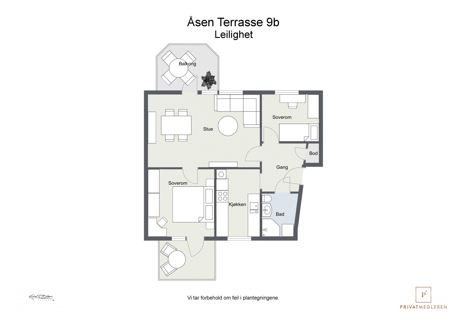 Åsen Terrasse 9 B - 2 D plantegning Galleribilde