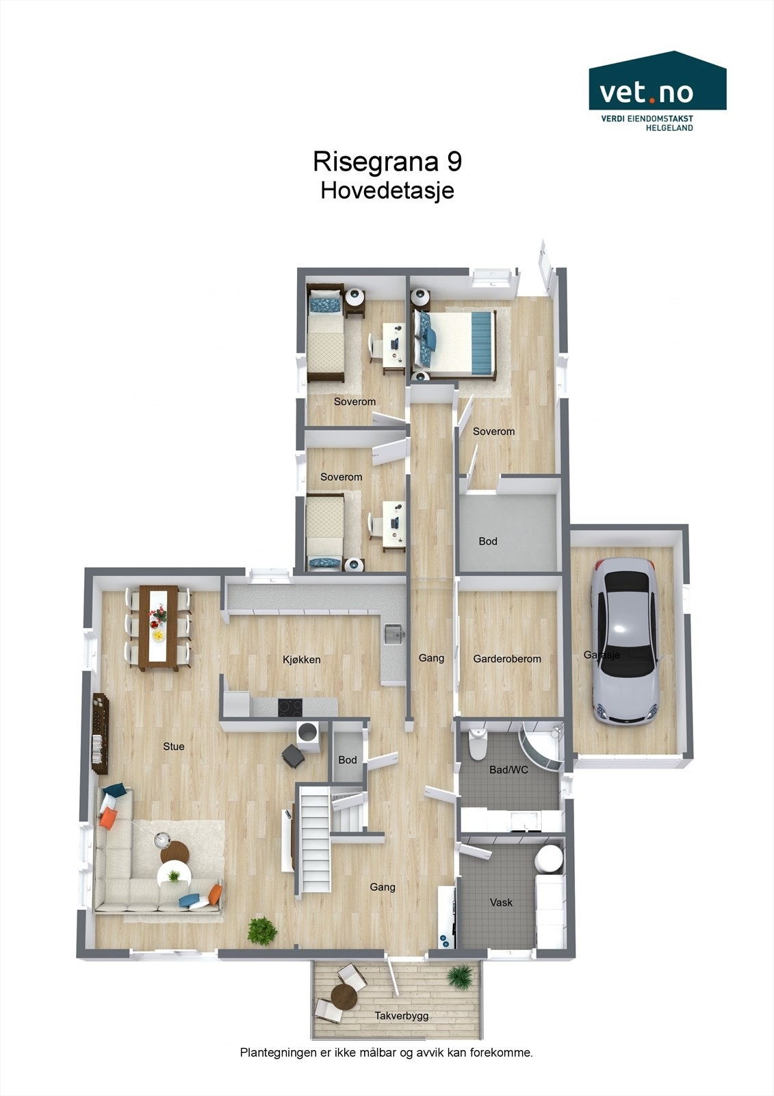 Her ser du planløsningen i hovedetasjen Galleribilde