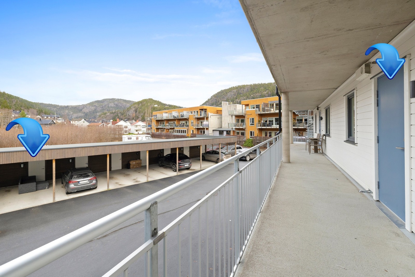 Takoverbygd svalgang, parkering i egen carport Galleribilde