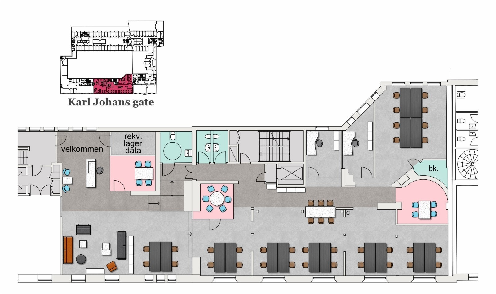 Forslag plantegning for 4 etg på ca 595 kvm. BTA Galleribilde