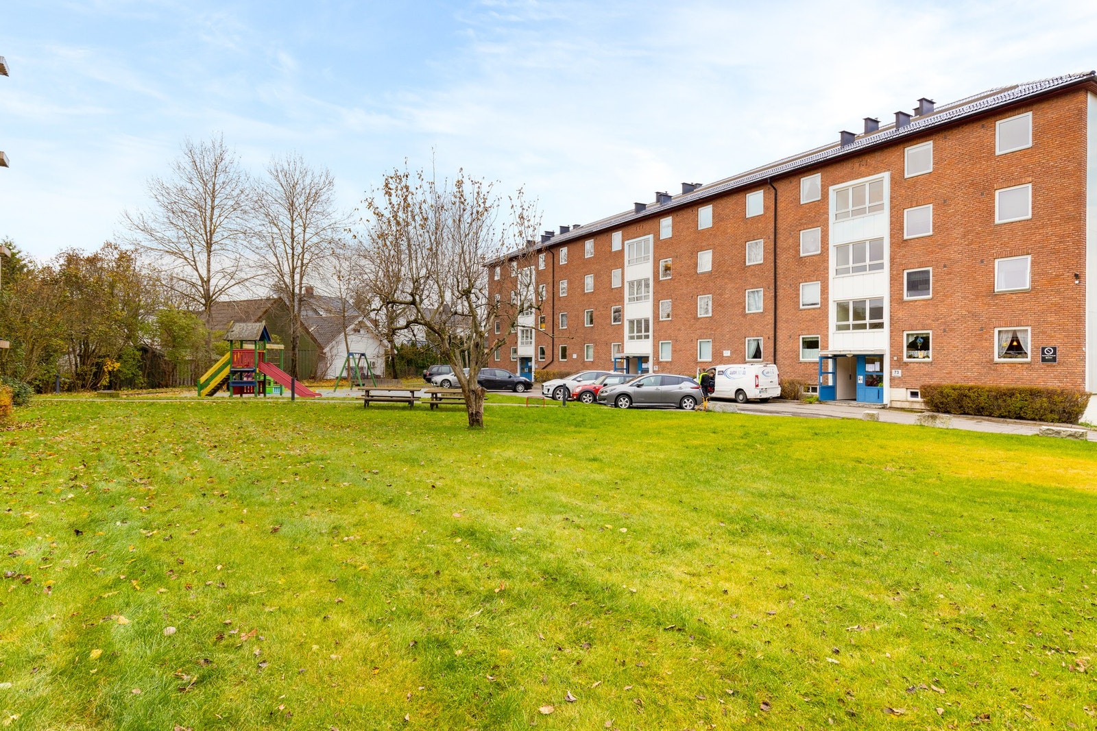 Mellom bebyggelsene er det store grønne, bilfrie områder Galleribilde