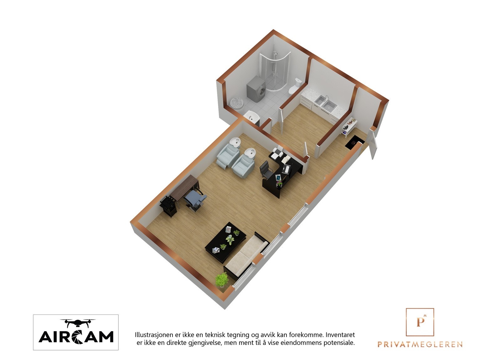 Plantegning i 3D Galleribilde