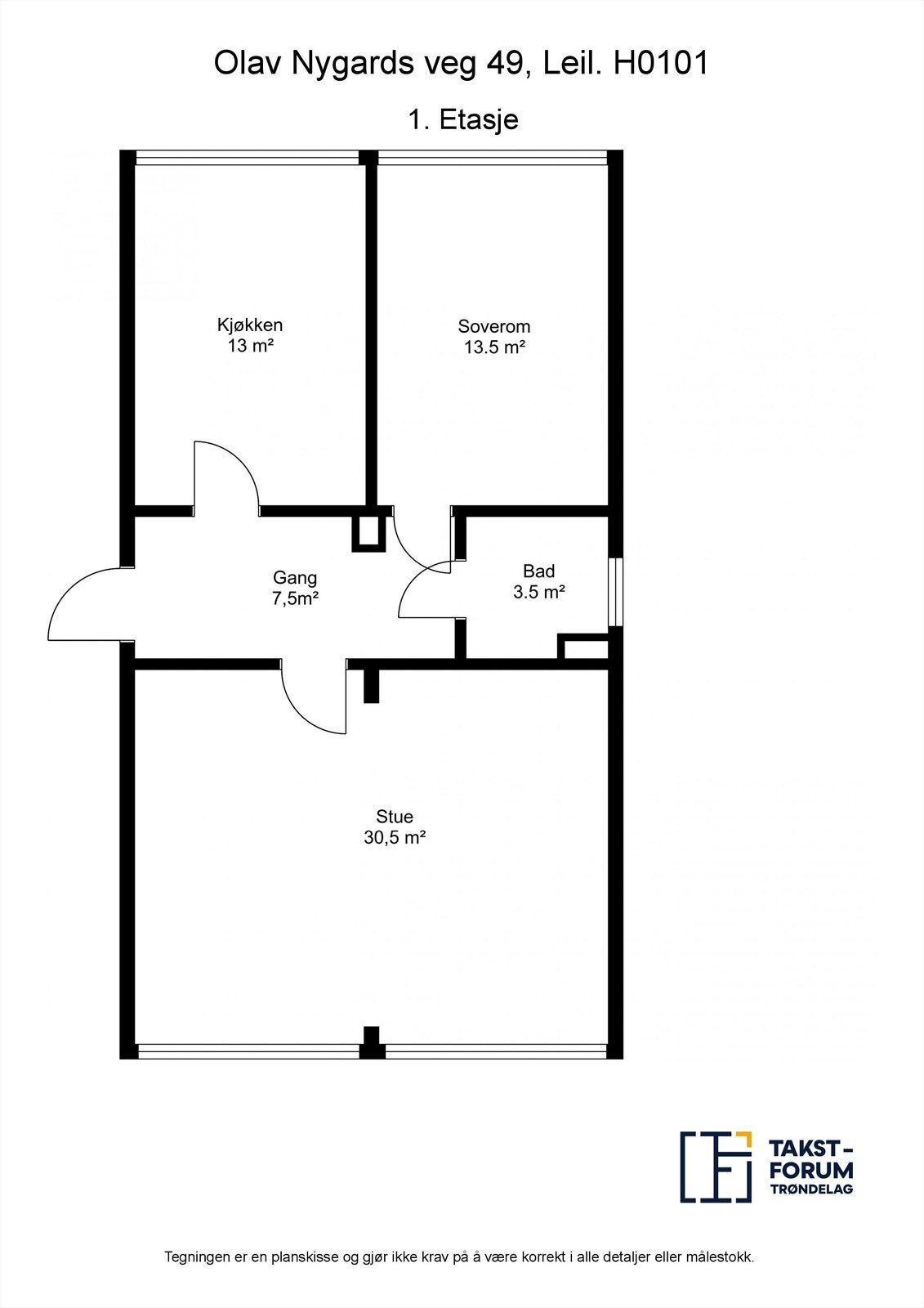 Planskisse 70 m² - H0101 Galleribilde