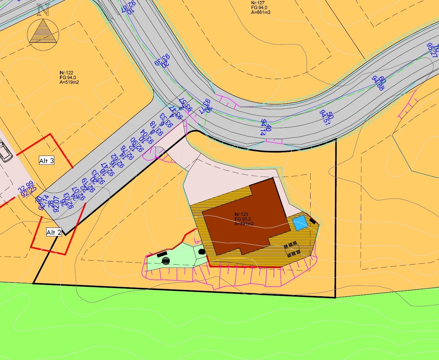 Situasjonsplan for tomta Galleribilde