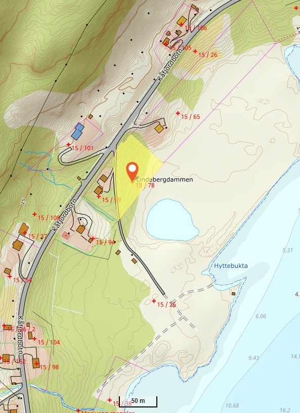 Kartutsnitt råtomt Kåfjord gnr. 15 bnr. 78 Galleribilde