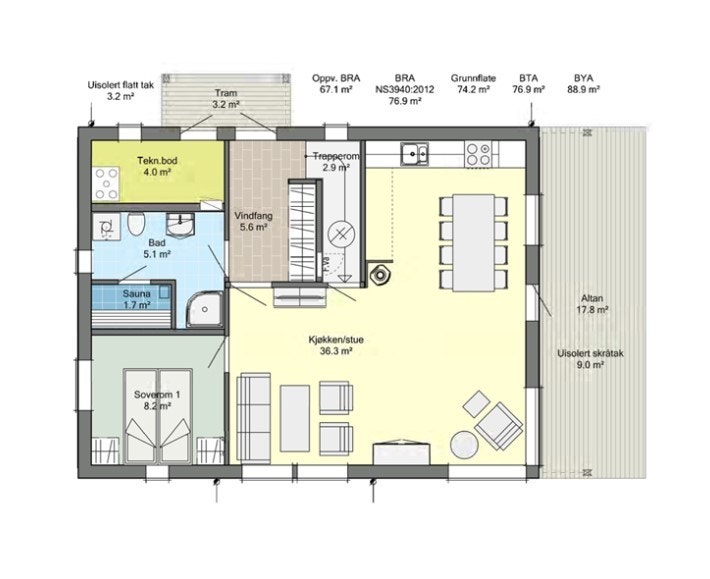 Planløsning 1. etg Galleribilde