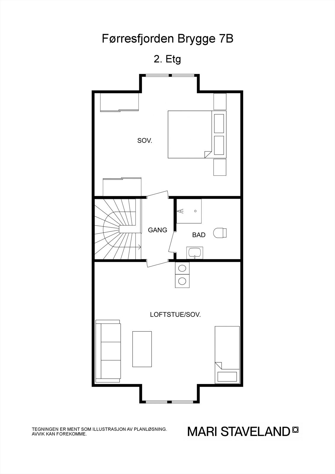 Floorplan letterhead - Førresfjorden Brygge 7B - 2. Etg - 2D Floor Plan Galleribilde