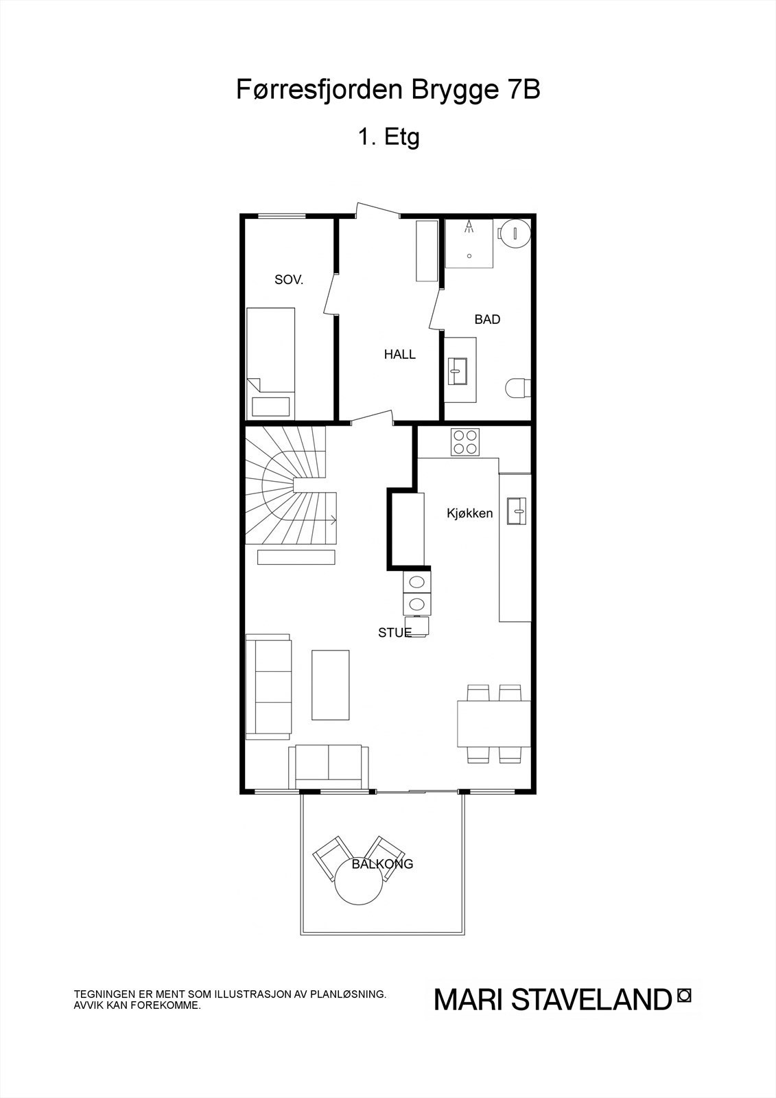 Floorplan letterhead - Førresfjorden Brygge 7B - 1. Etg - 2D Floor Plan Galleribilde