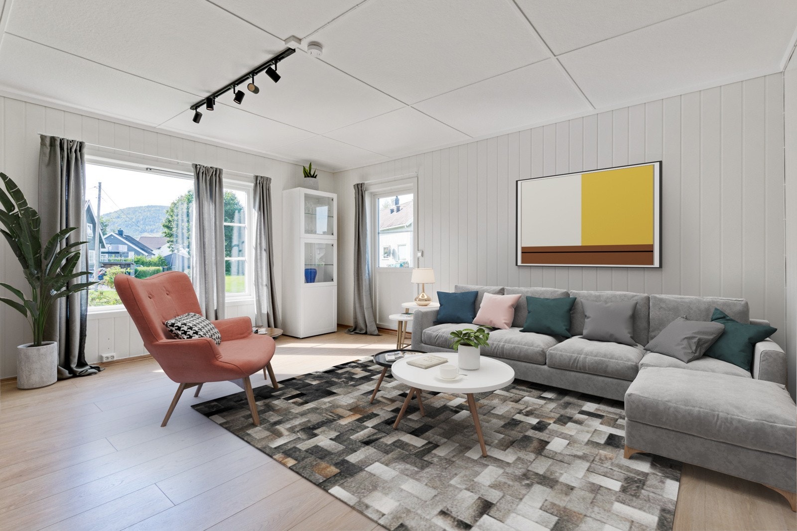 Store vindusflater gir godt med lysinnslipp, direkte utgang til hagen. Galleribilde
