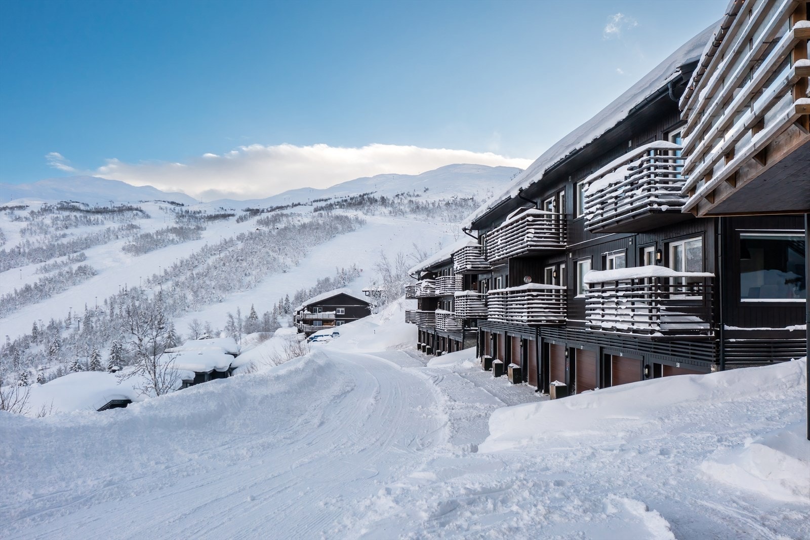 Ski inn/ski ut til alpinanlegget. Galleribilde