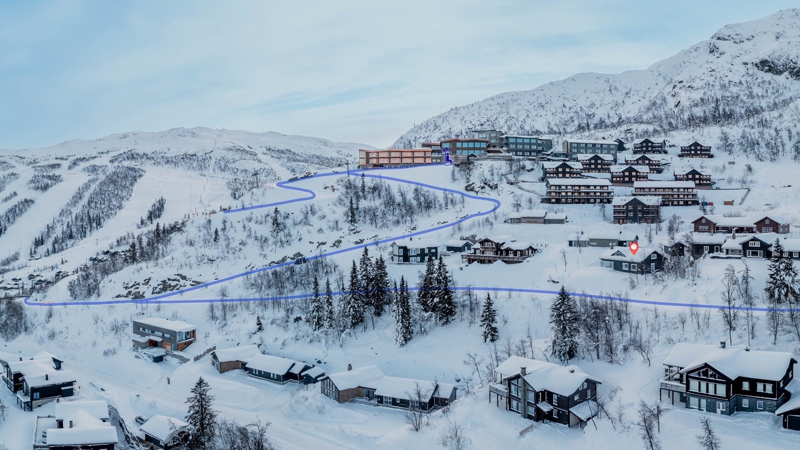 Ski inn/ut fra hytta. Galleribilde