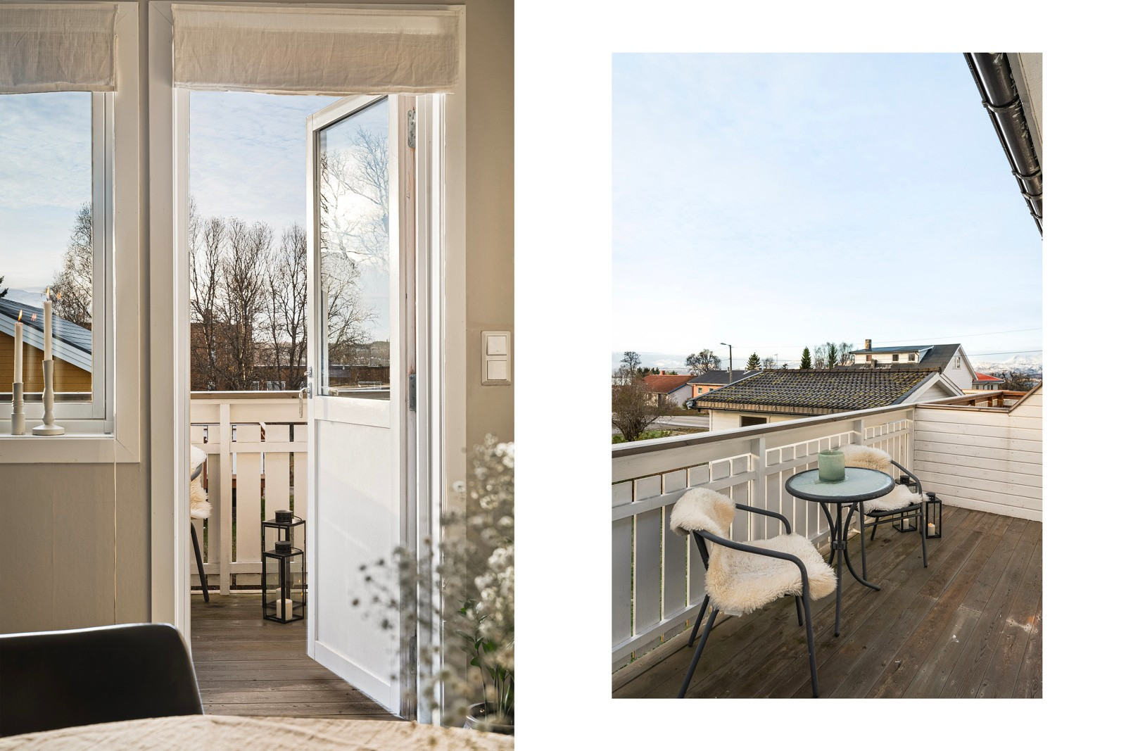 Fra stua har du direkte utgang til en av boligens 2 verandaer.