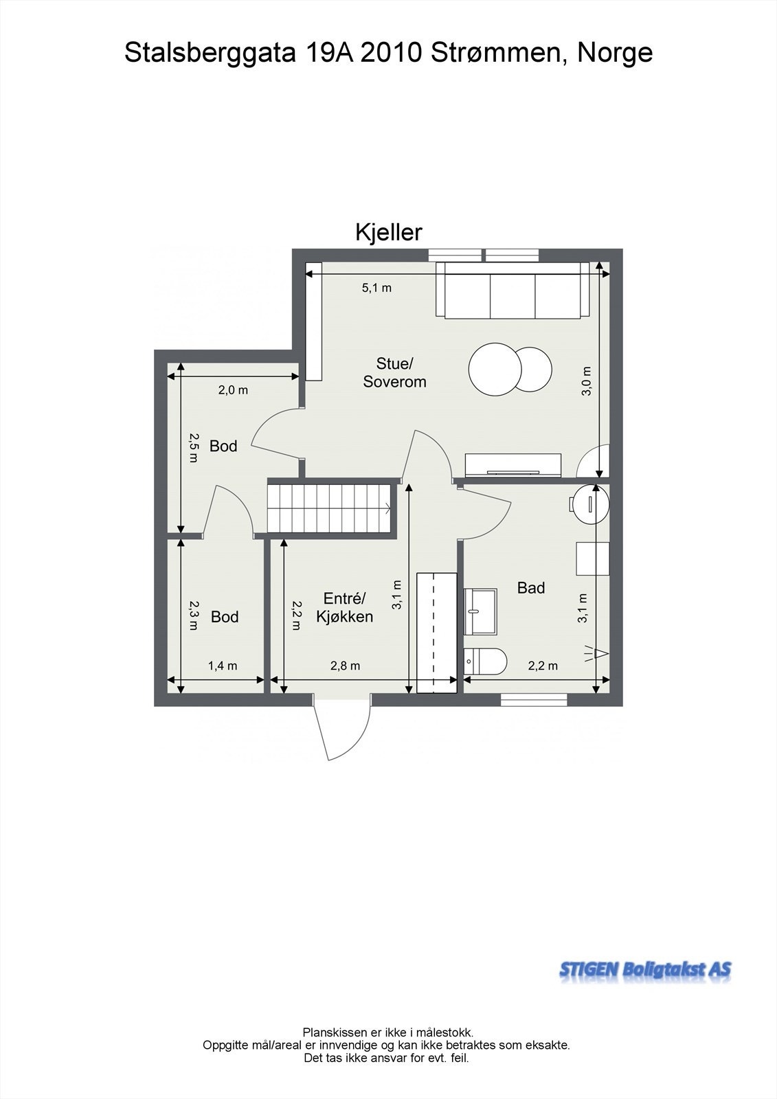 Dagens bruk av kjeller - Ingen av rommene er godkjent for varig opphold og er ulovlig innredet og tatt i bruk. Galleribilde