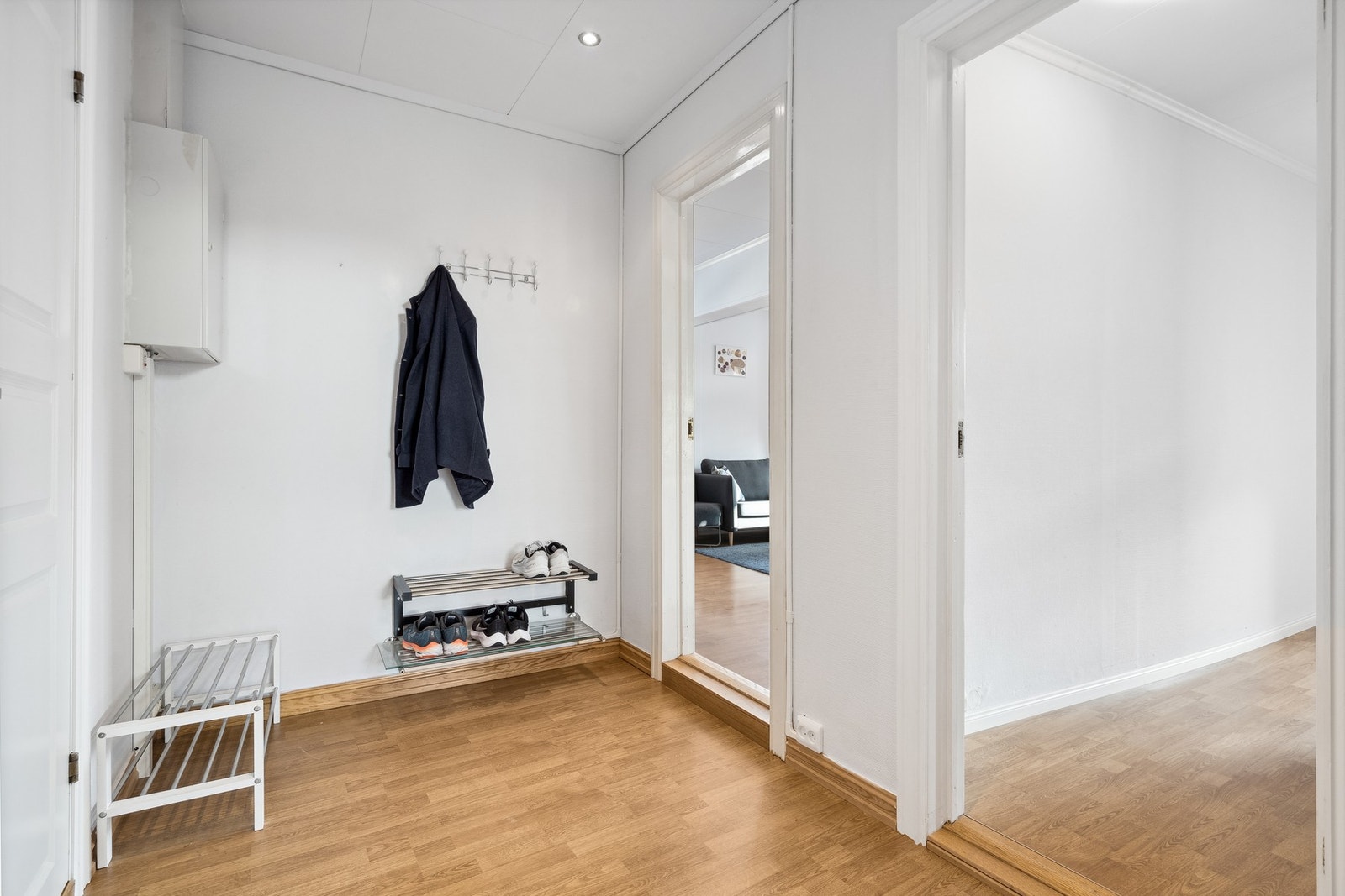 Entré med god plass til å henge fra seg tøy og sette fra seg sko. Galleribilde