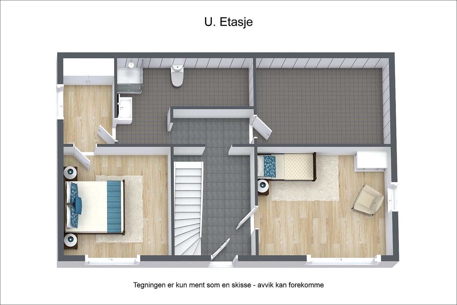 Skisse over underetasjen. Galleribilde