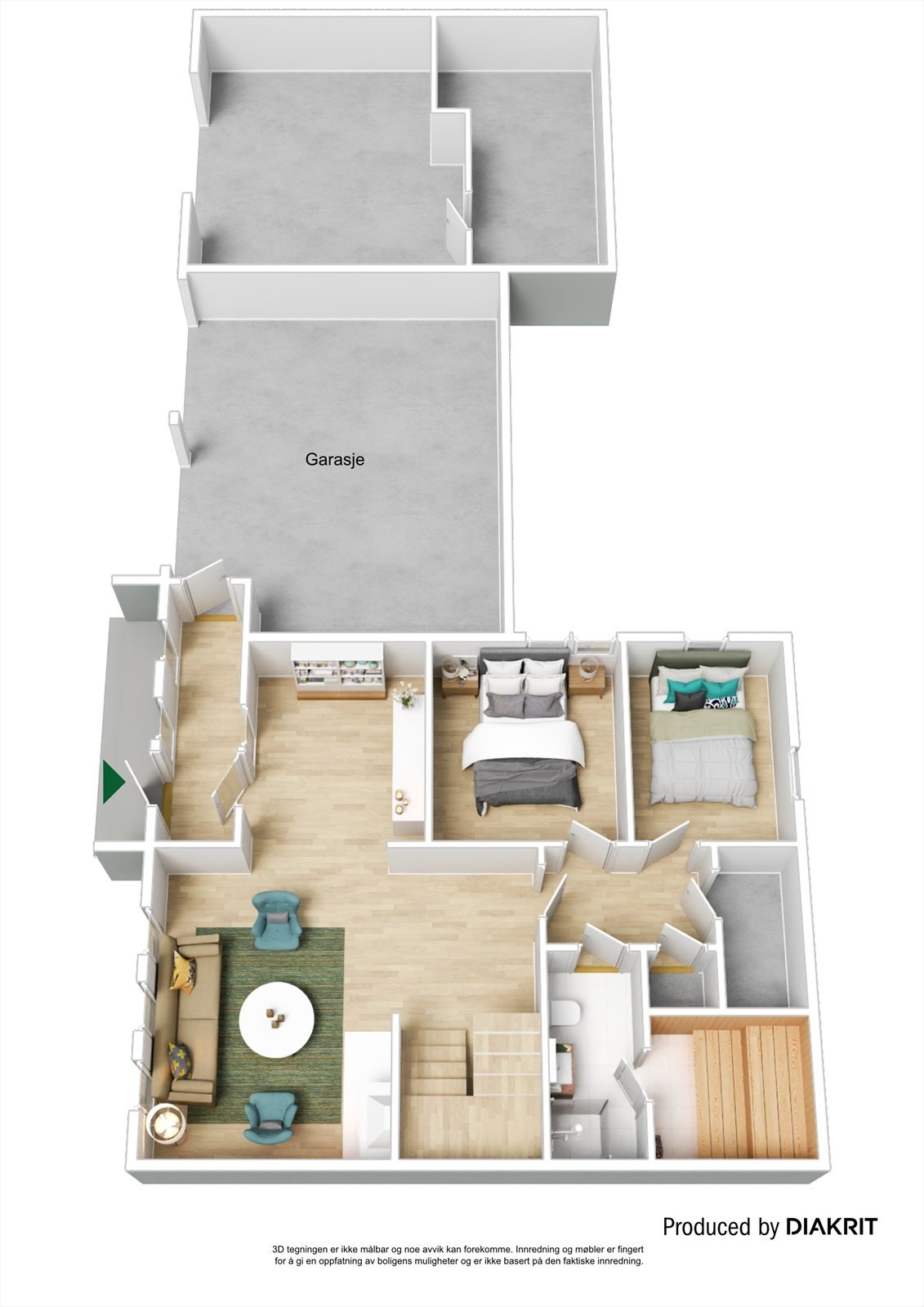 3D plan underetasje. Galleribilde
