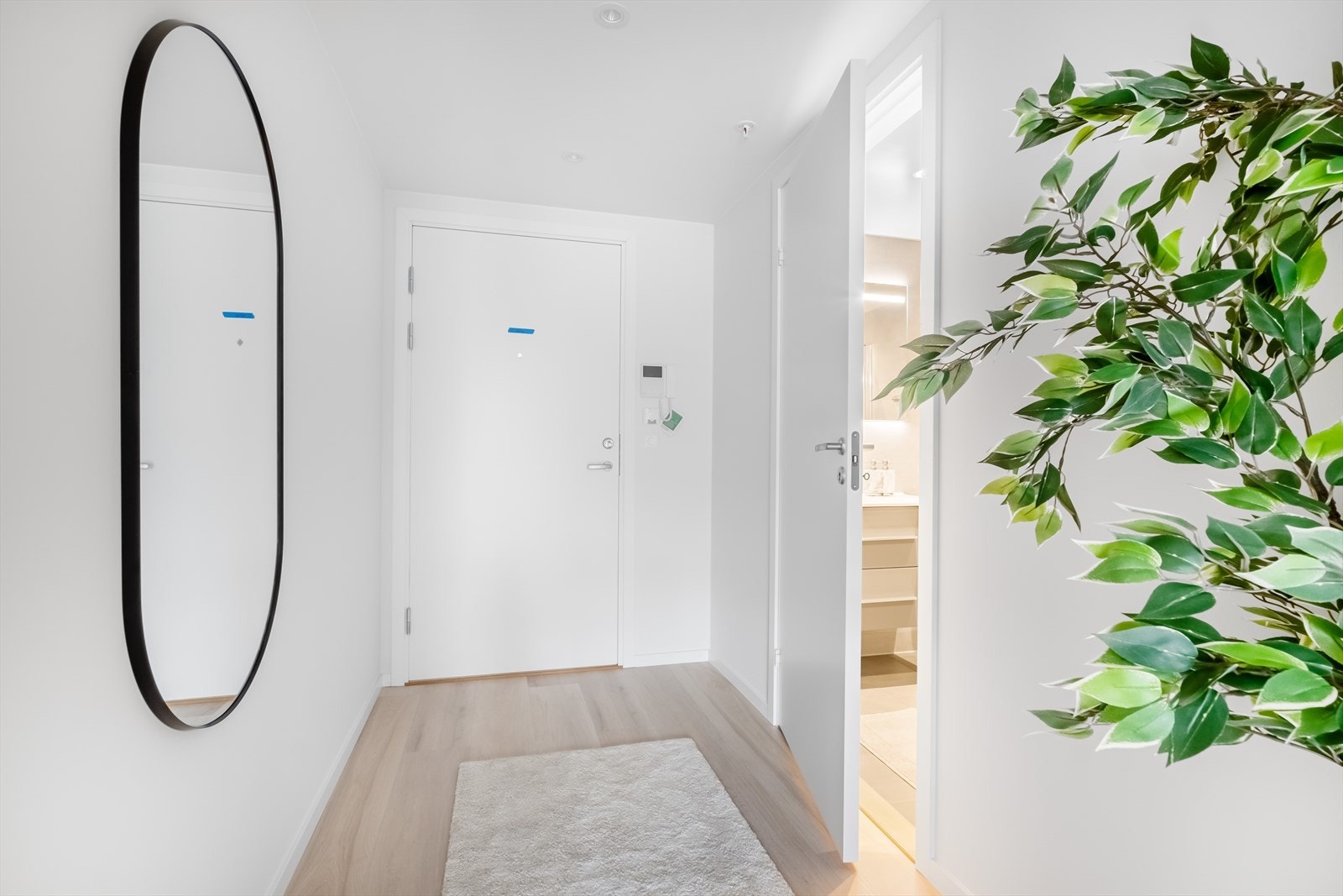 Inngangsparti. Dørcalling gjør det enkelt å slippe inn besøkende fra gateplan. Galleribilde