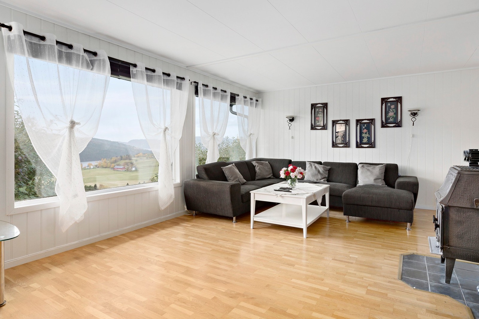 Store vindusflater med flott utsikt fra stuen Galleribilde