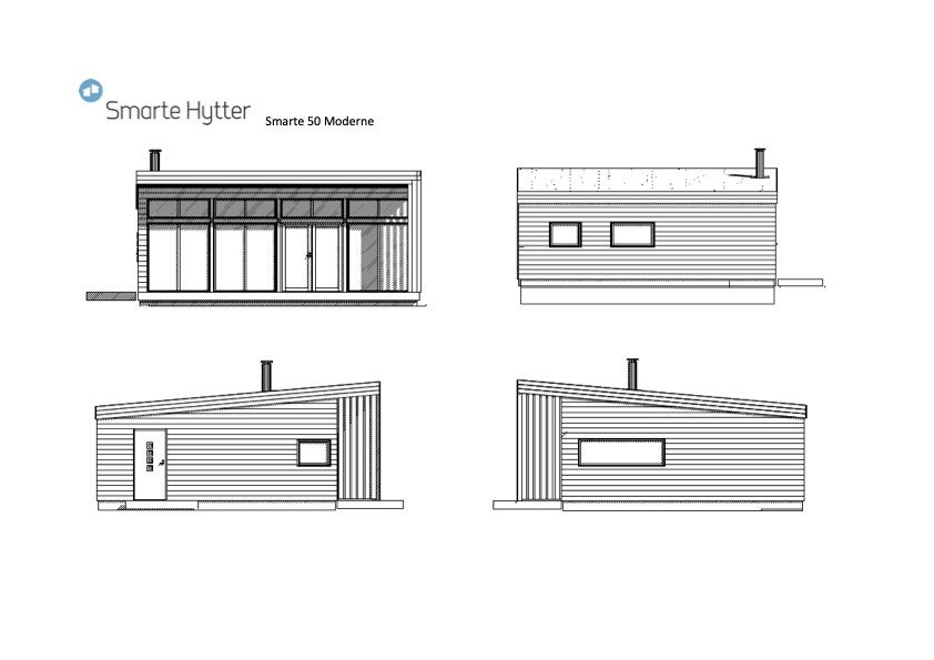 Hyttens fasader - tegning Galleribilde