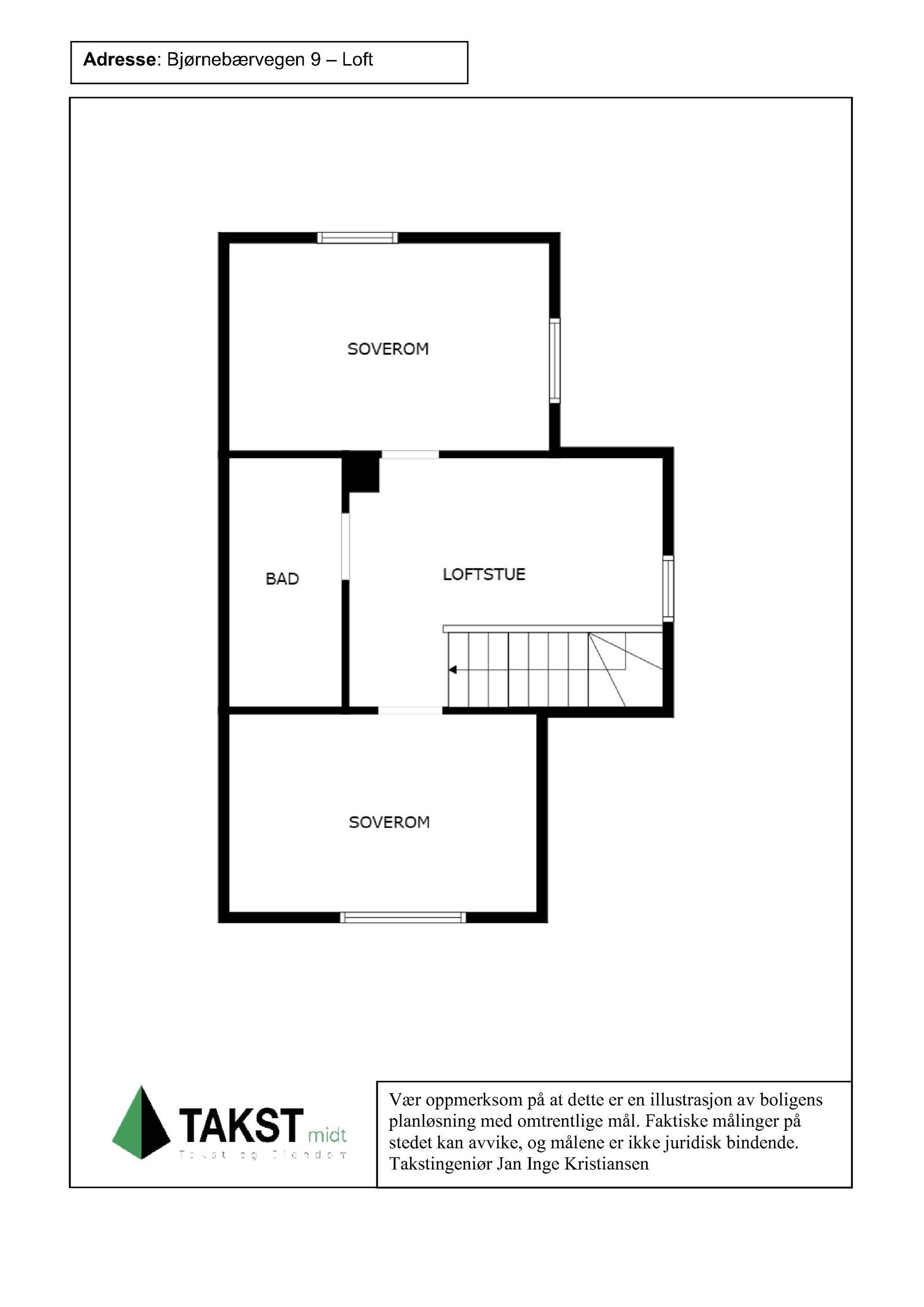 Planskisse loft, Bjørnebærvegen 9 Galleribilde