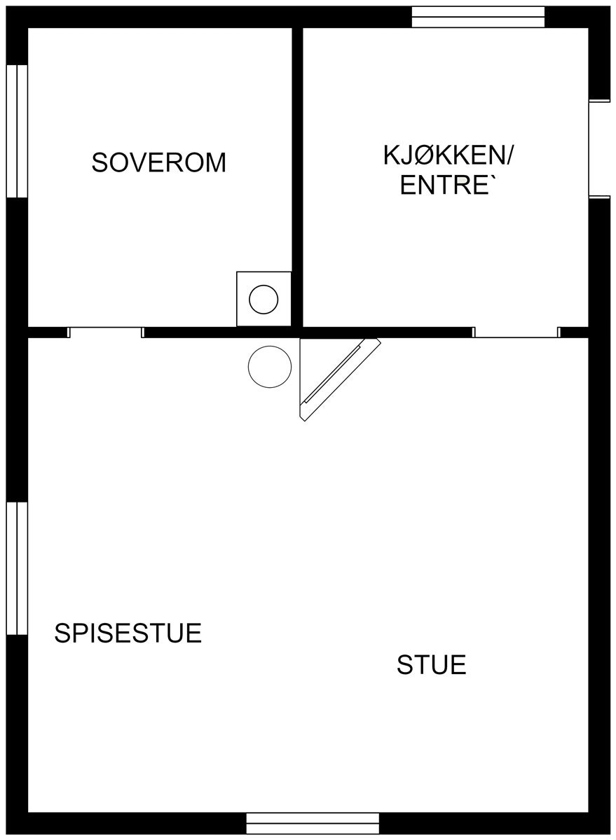 Plantegning hytte. Galleribilde