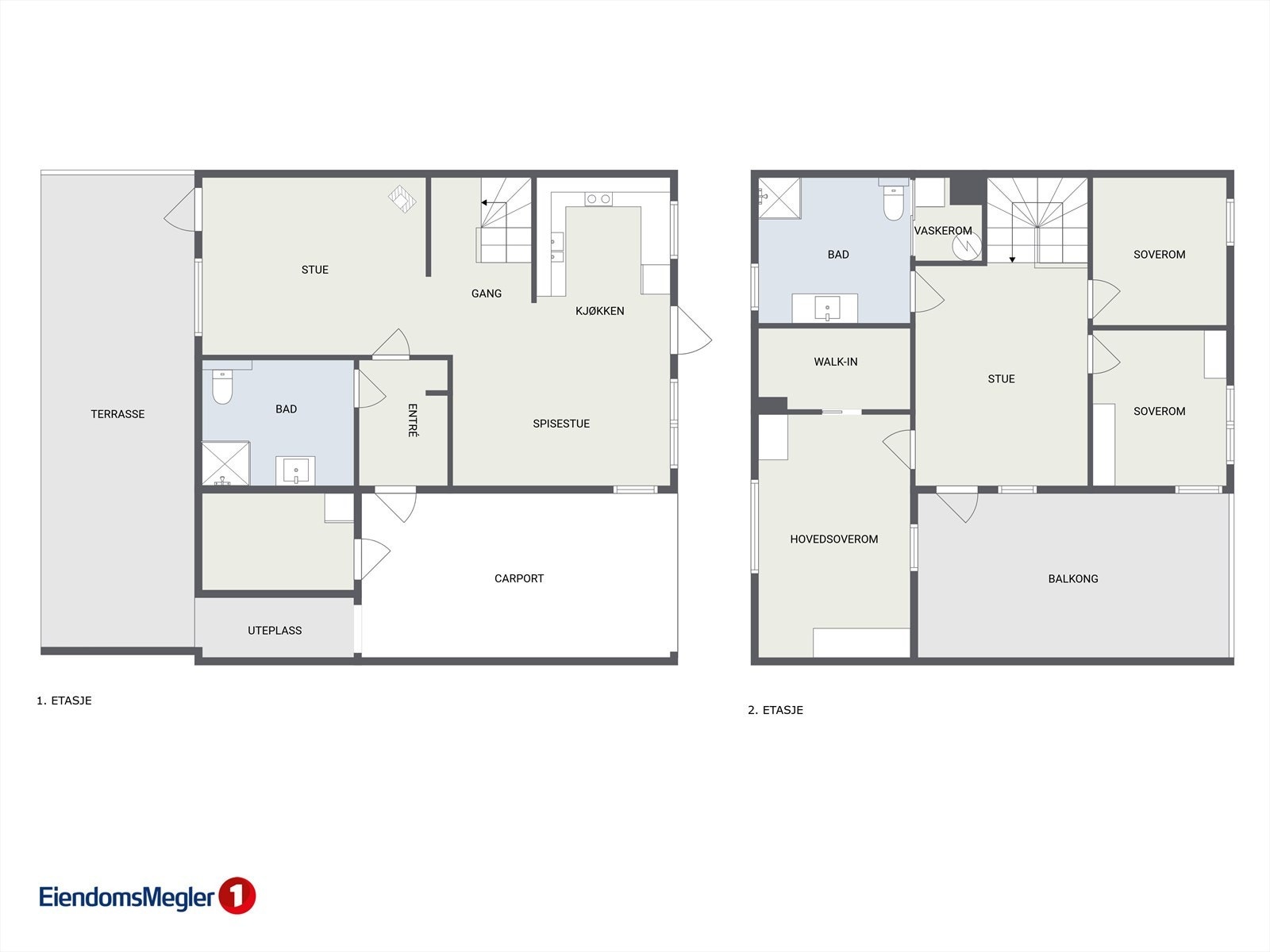 Myrsnipevegen 14 - Plantegning over begge plan. Galleribilde