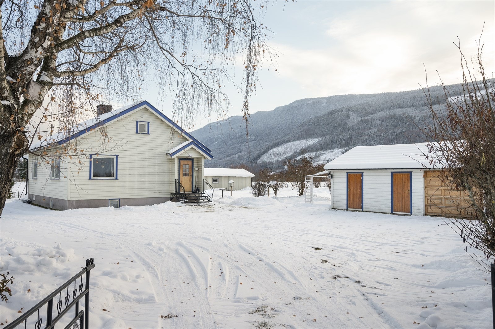 En flott beliggende enebolig med romslig, flat inngjerdet tomt Galleribilde