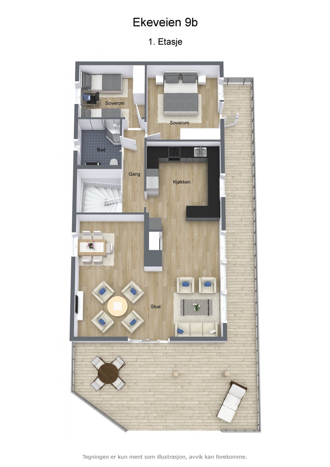 Illustrasjon 3D - Ekeveien 9b - 1. Etasje Galleribilde