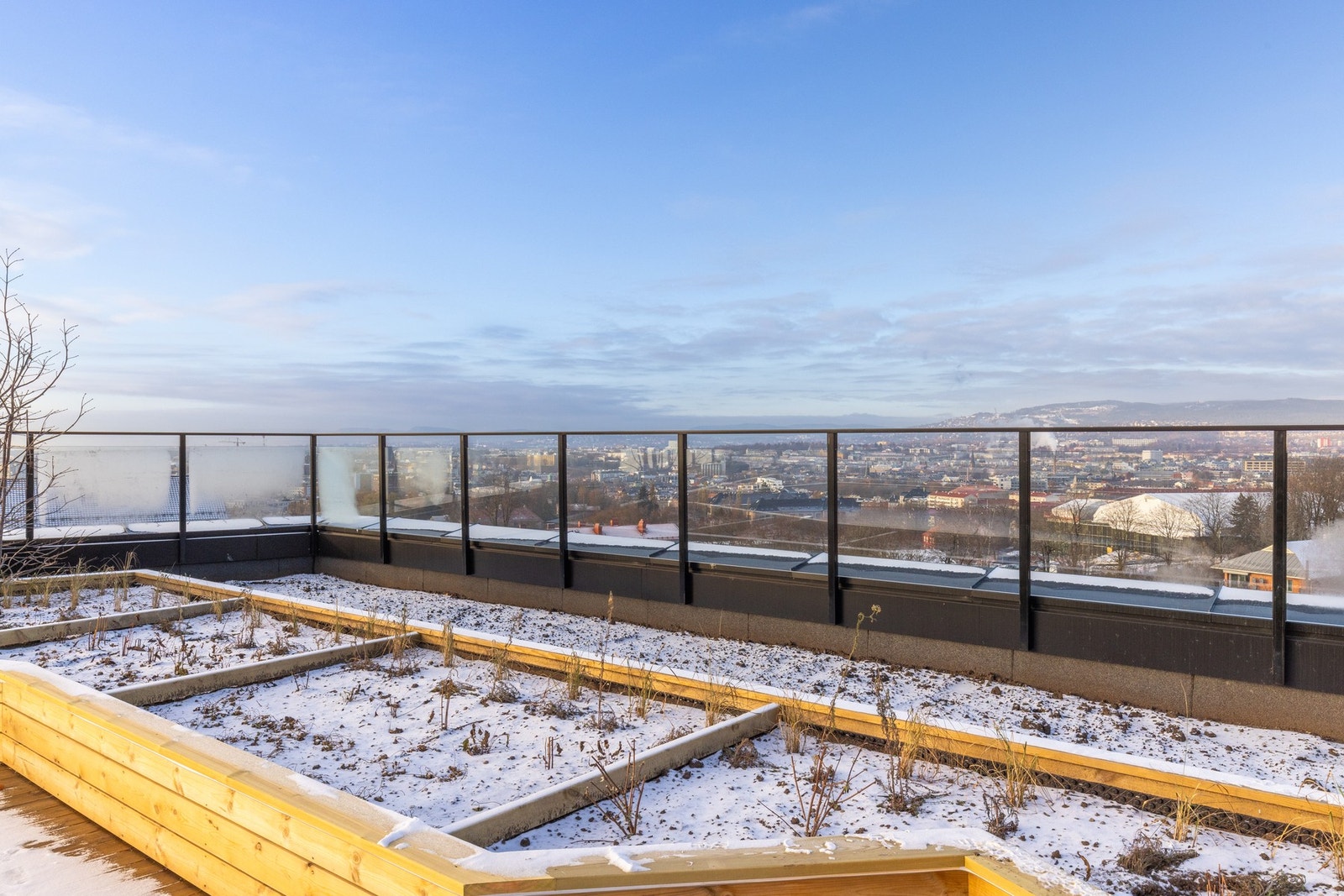 Det er også dyrkekasser på terrassen som kan benyttes av beboerne. Galleribilde