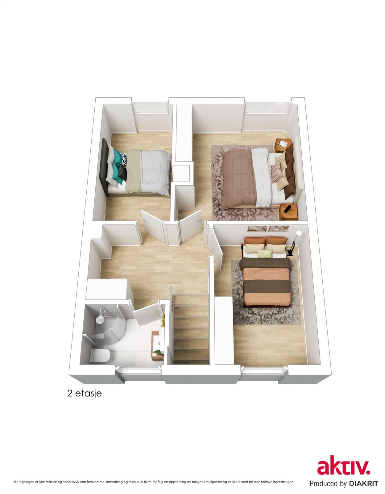 3d plantegning 2.etasje Galleribilde